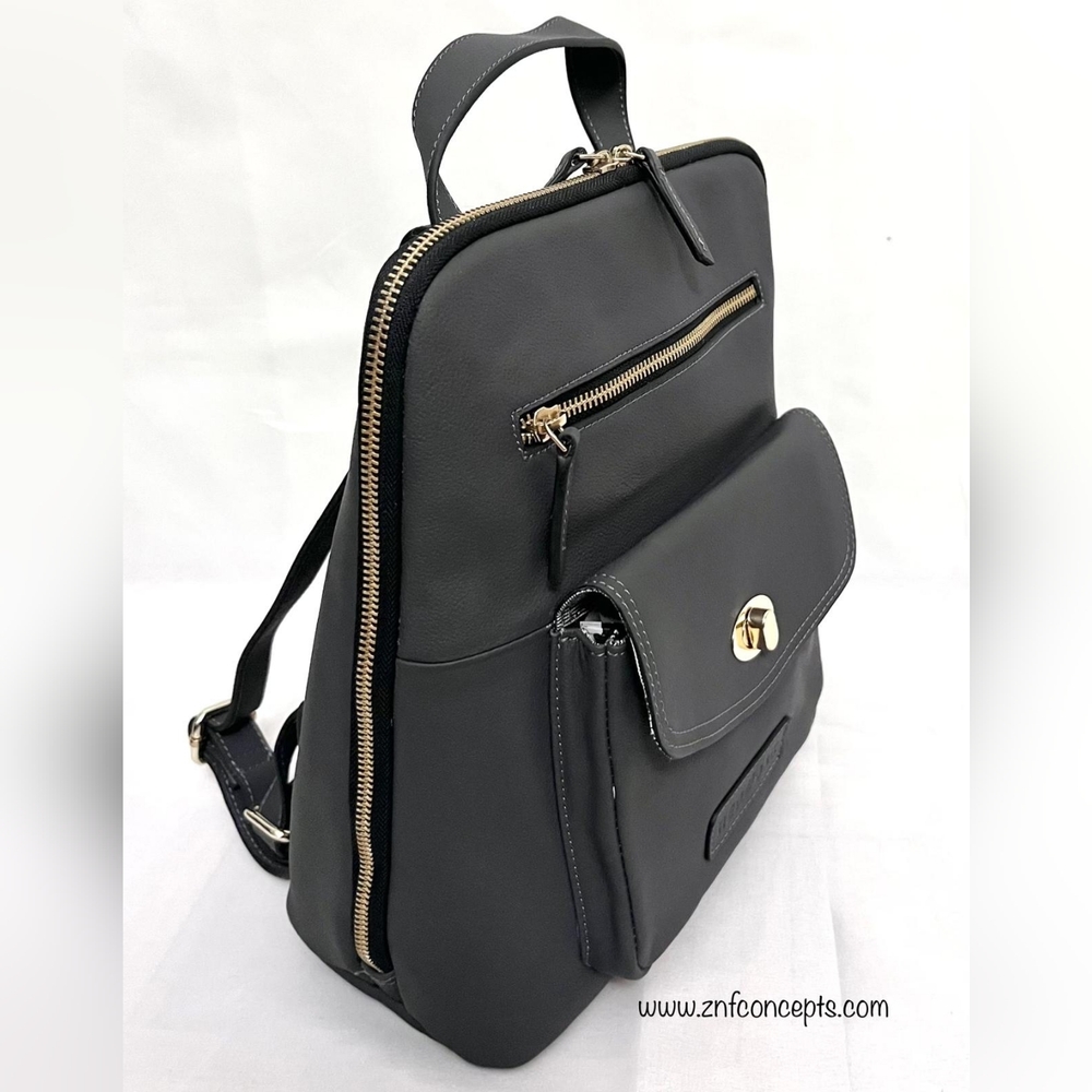 Gray Leather Backpack
